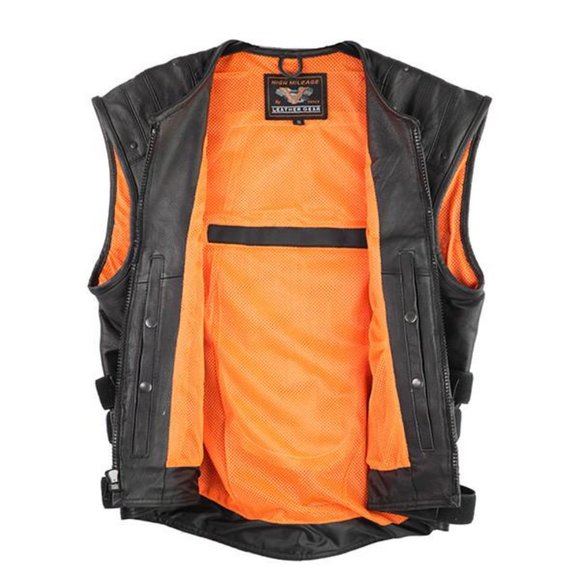 Men's Tactical Bullet Proof Style Naked Cowhide Leather Vest - Picture 4 of 5
